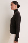 Brown Cropped Cable Cashmere Clara Turtleneck