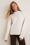 Ivory Genvieve Cashmere Wool Blend Crewneck Sweater