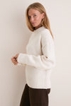 Ivory Genvieve Cashmere Wool Blend Crewneck Sweater