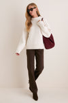 Ivory Genvieve Cashmere Wool Blend Crewneck Sweater
