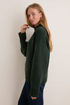 Hunter Green Genevieve Cashmere Wool Blend Crewneck Sweater