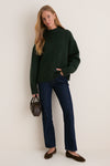Hunter Green Genevieve Cashmere Wool Blend Crewneck Sweater