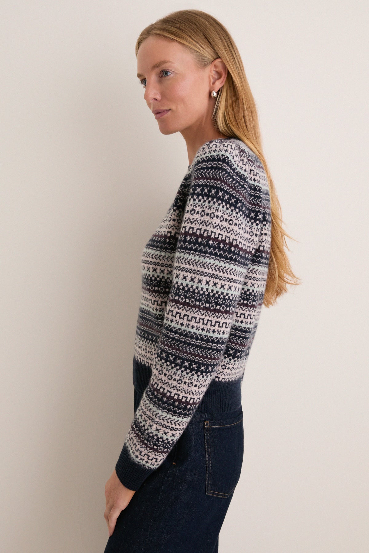 Chalet Fair Isle Cashmere Puff Sleeve Macy Crewneck Sweater