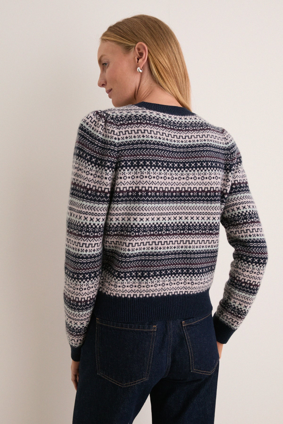 Chalet Fair Isle Cashmere Puff Sleeve Macy Crewneck Sweater