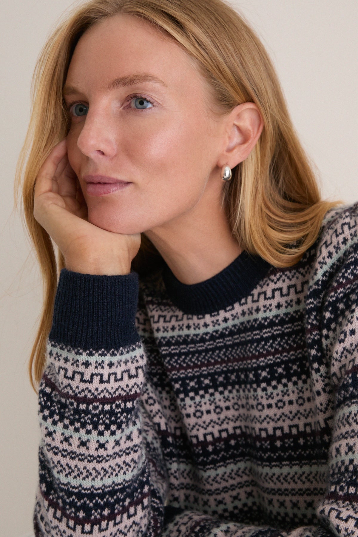 Chalet Fair Isle Cashmere Puff Sleeve Macy Crewneck Sweater