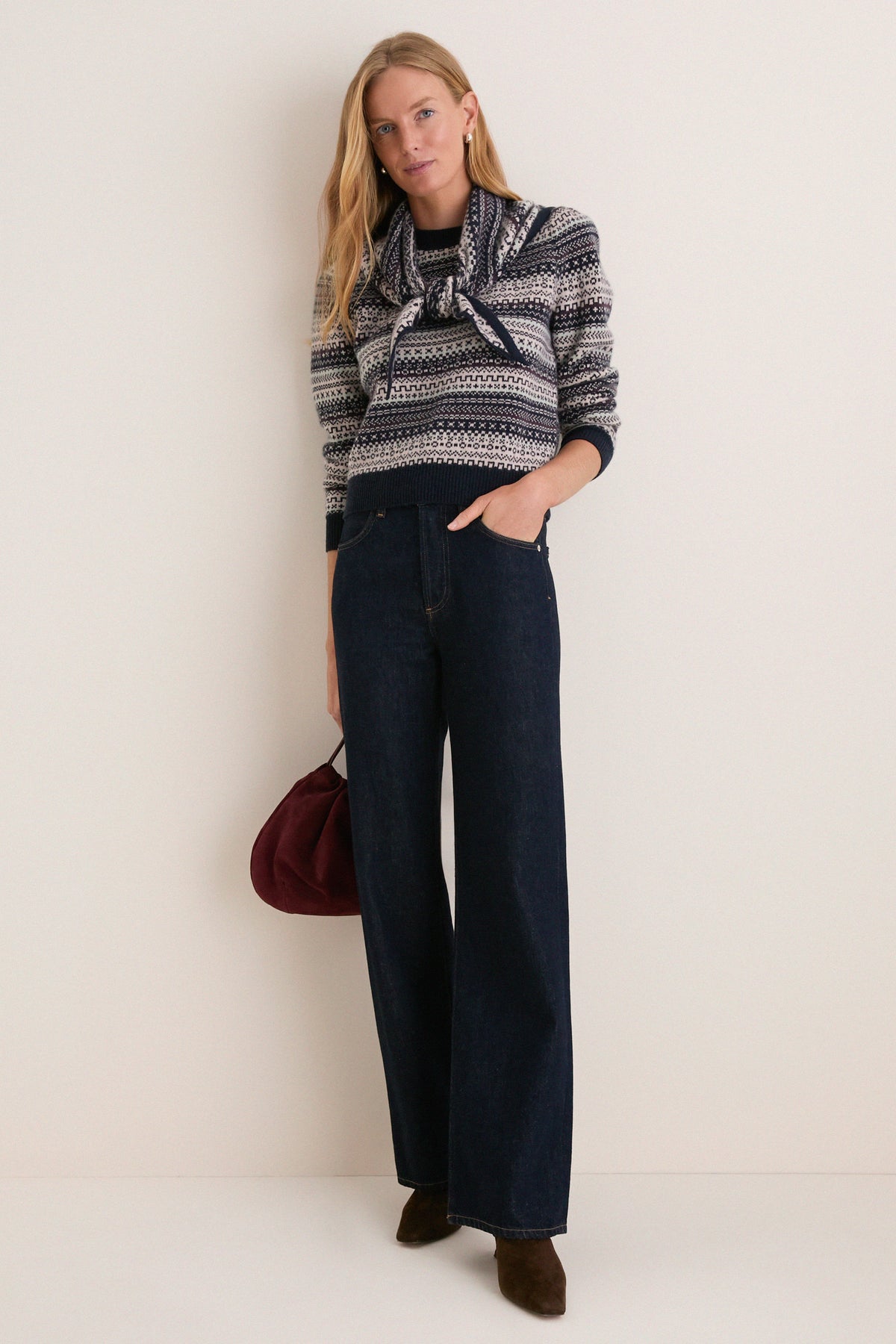 Chalet Fair Isle Cashmere Puff Sleeve Macy Crewneck Sweater