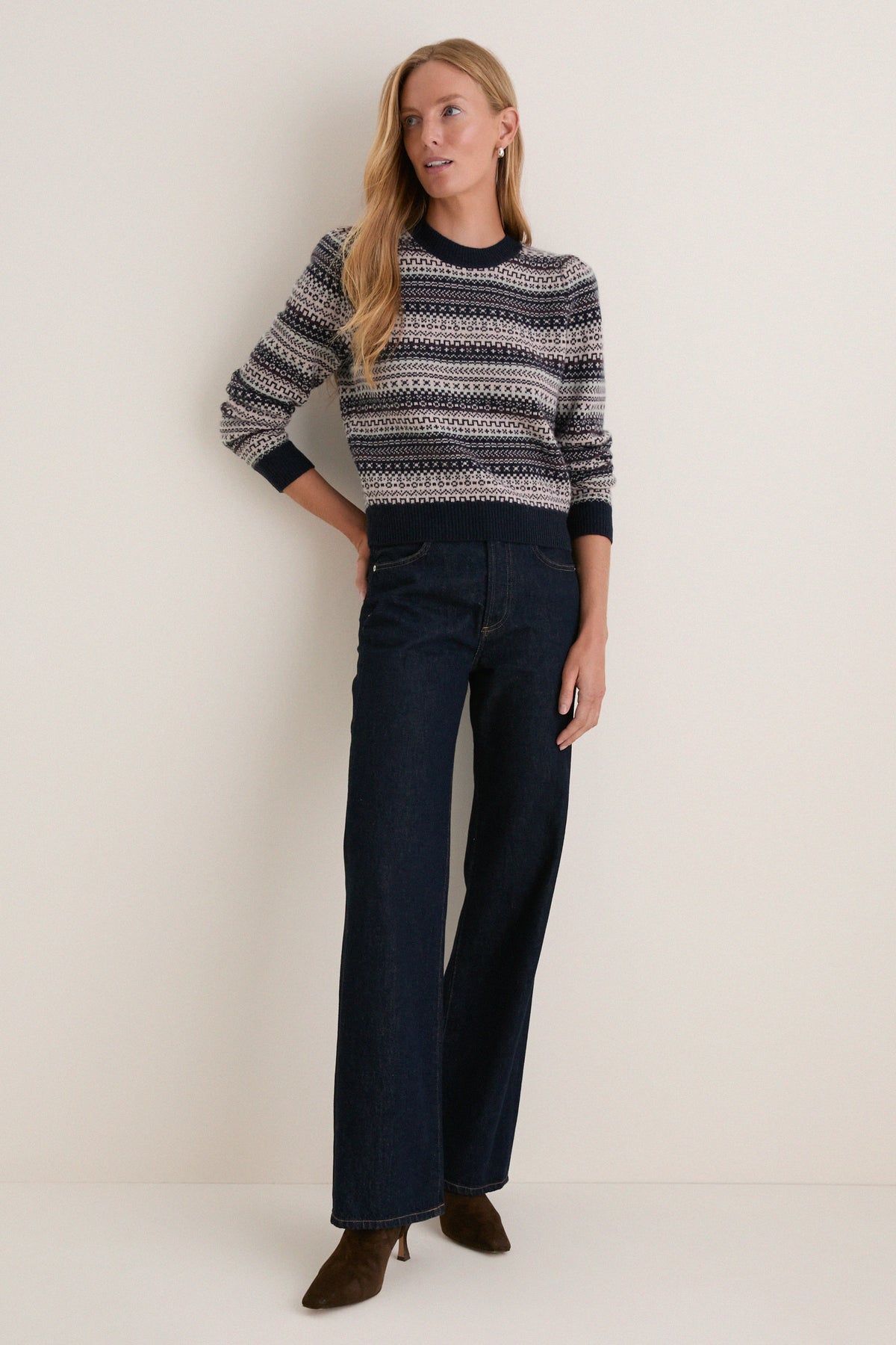 Chalet Fair Isle Cashmere Puff Sleeve Macy Crewneck Sweater