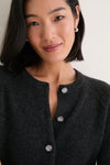 Charcoal Cashmere Embellished Button Lillian Cardigan