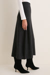 Charcoal Cashmere Wool Blend Maeve Midi Skirt