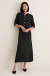Charcoal Cashmere Wool Blend Maeve Midi Skirt