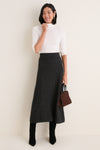 Charcoal Cashmere Wool Blend Maeve Midi Skirt