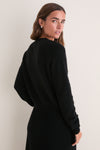 Black Cashmere Embellished Button Lillian Cardigan