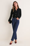 Black Cashmere Embellished Button Lillian Cardigan