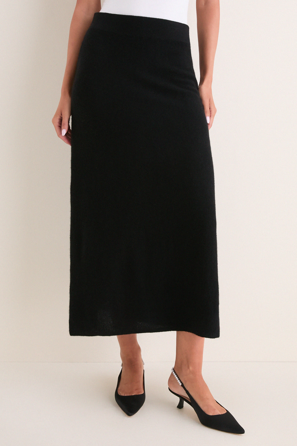 Black Cashmere Maeve Midi Skirt
