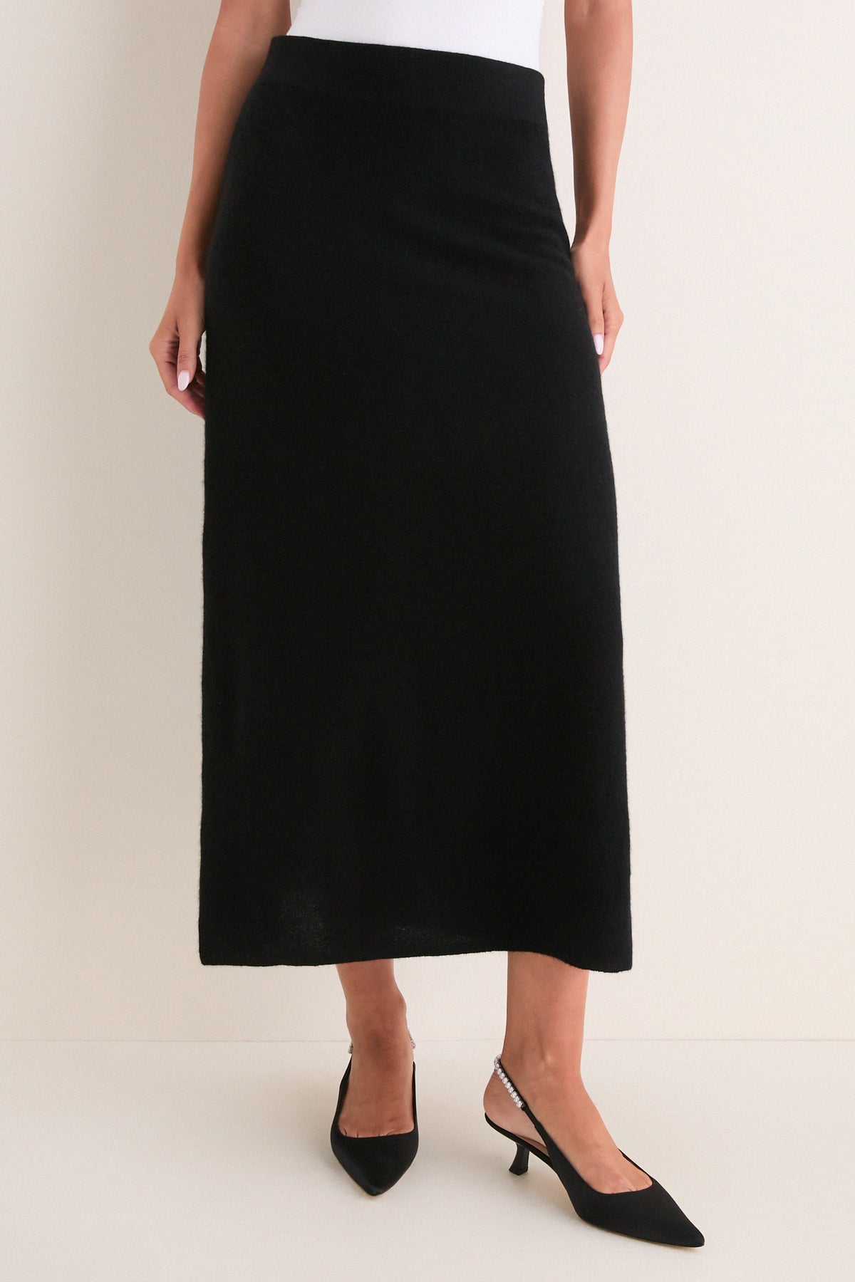 Black Cashmere Maeve Midi Skirt