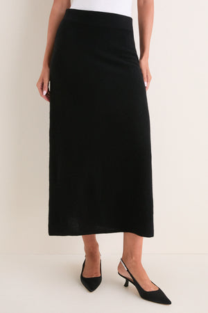 Black Cashmere Maeve Midi Skirt