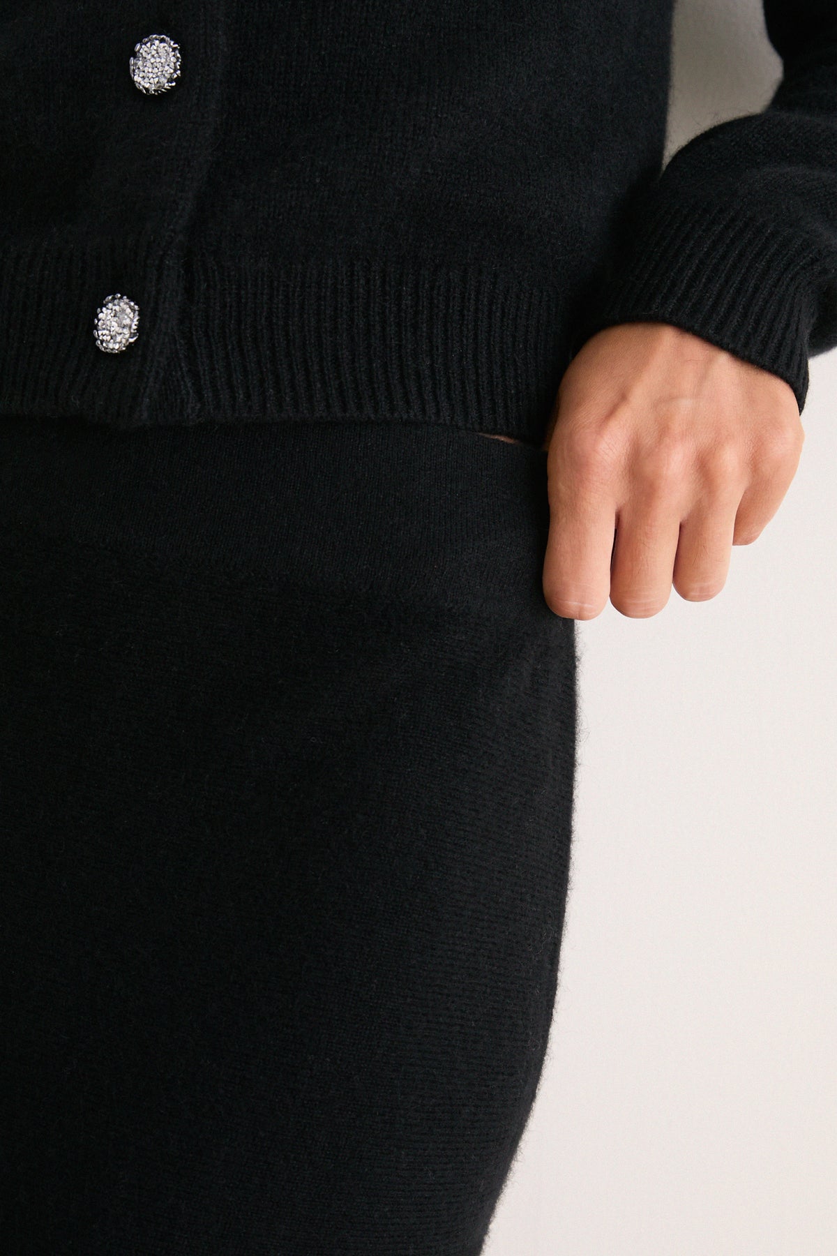 Black Cashmere Maeve Midi Skirt
