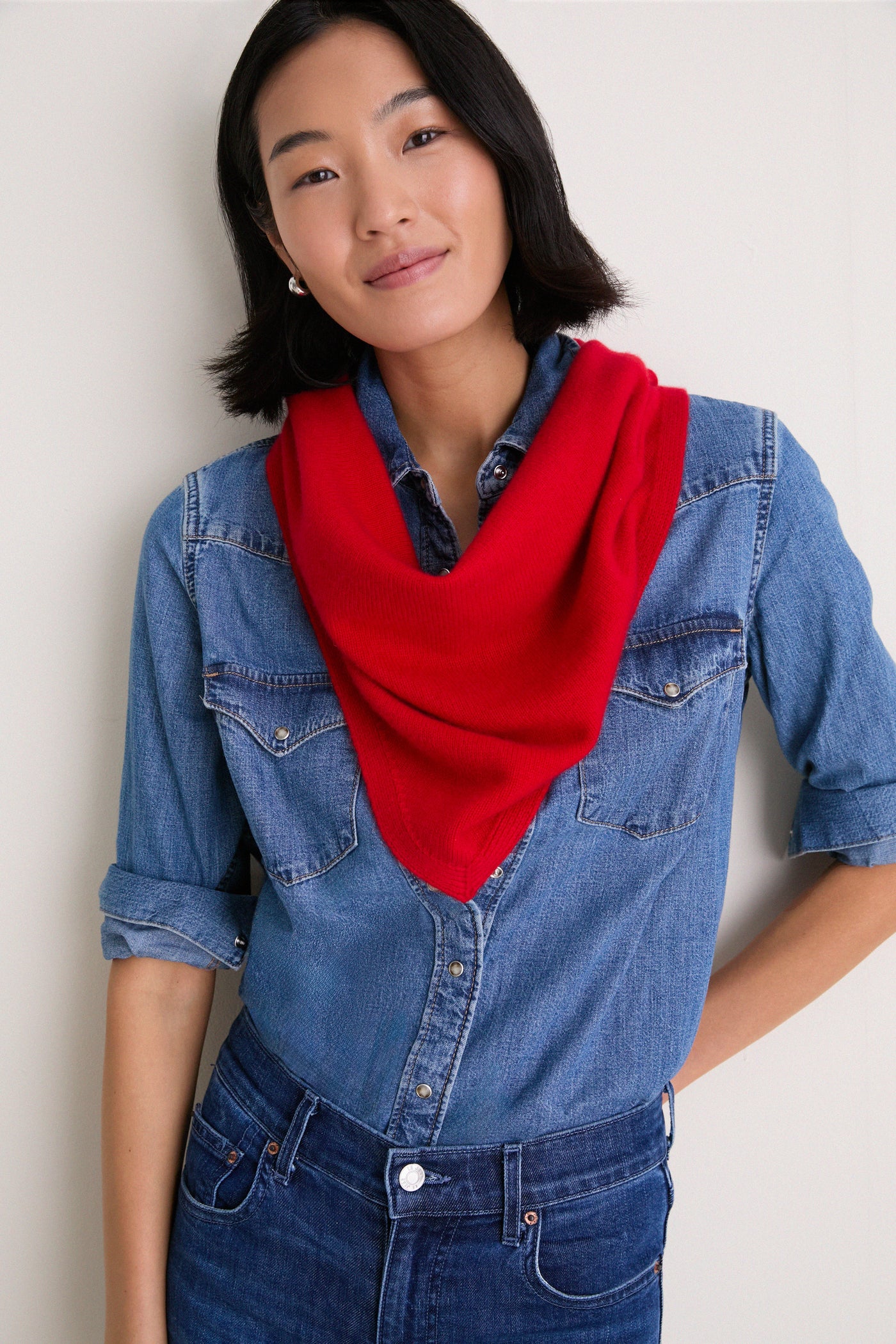 Apple Red Cashmere Triangle Scarf
