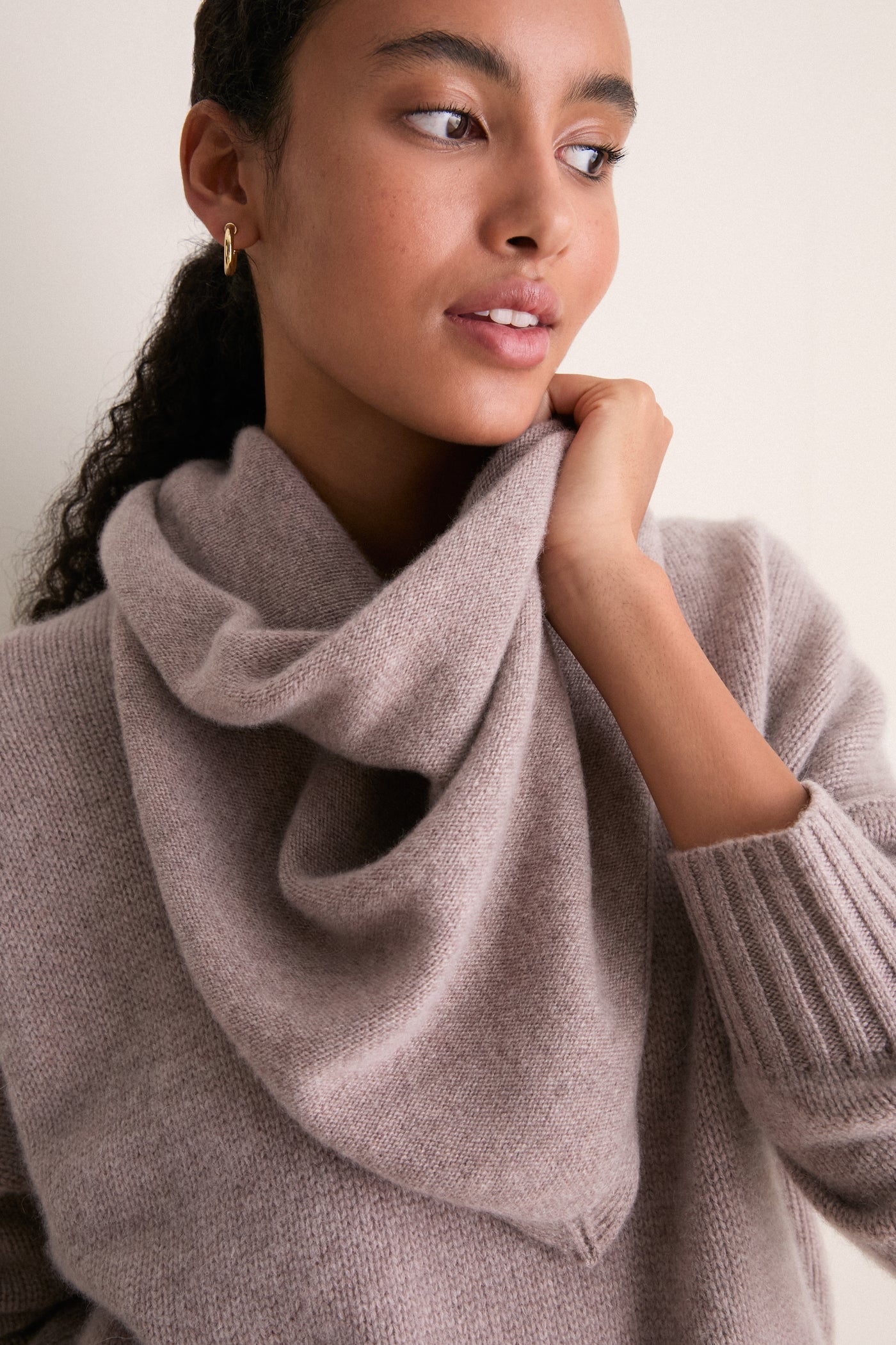 Wheat Cashmere Triangle Scarf