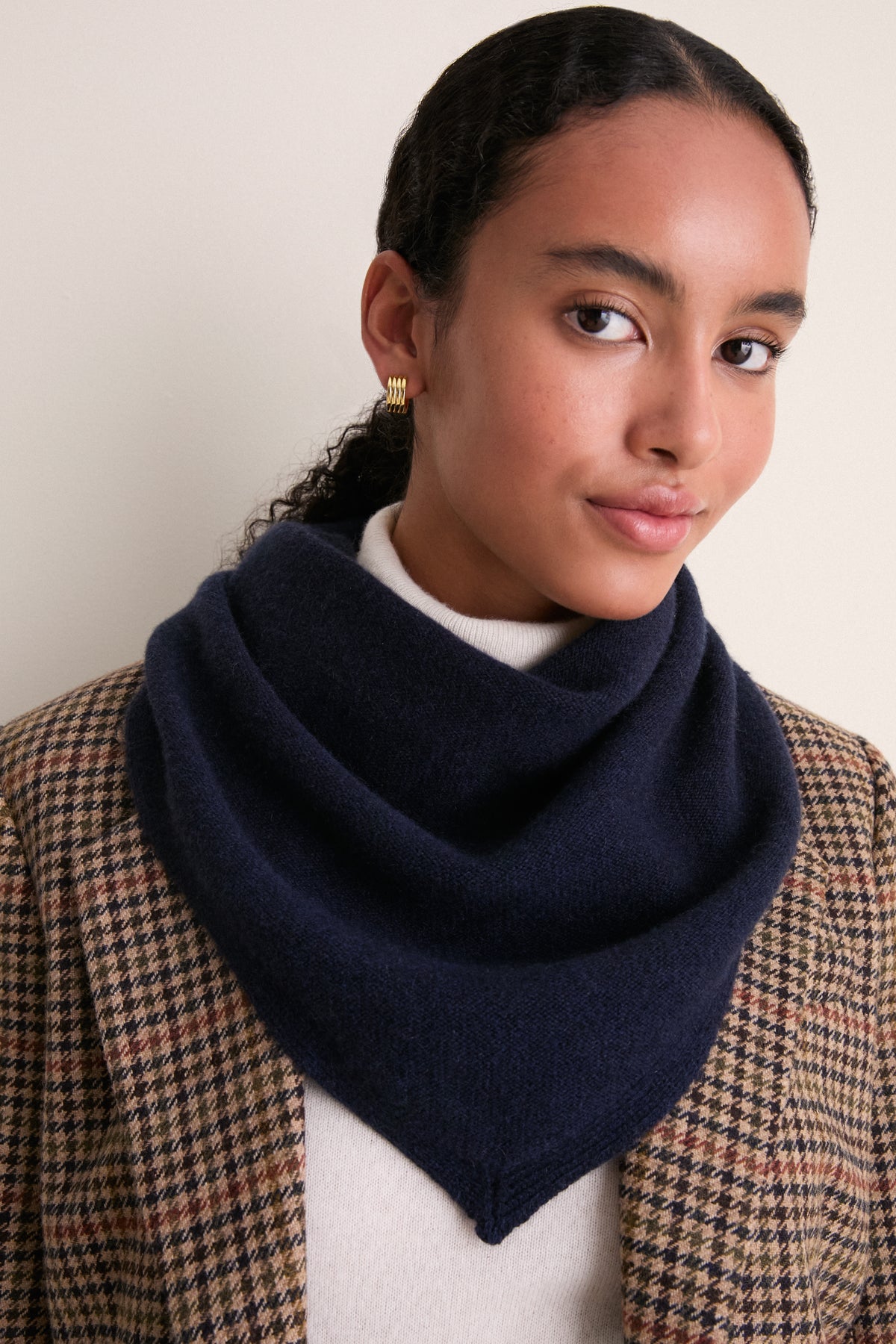 Navy Cashmere Triangle Scarf