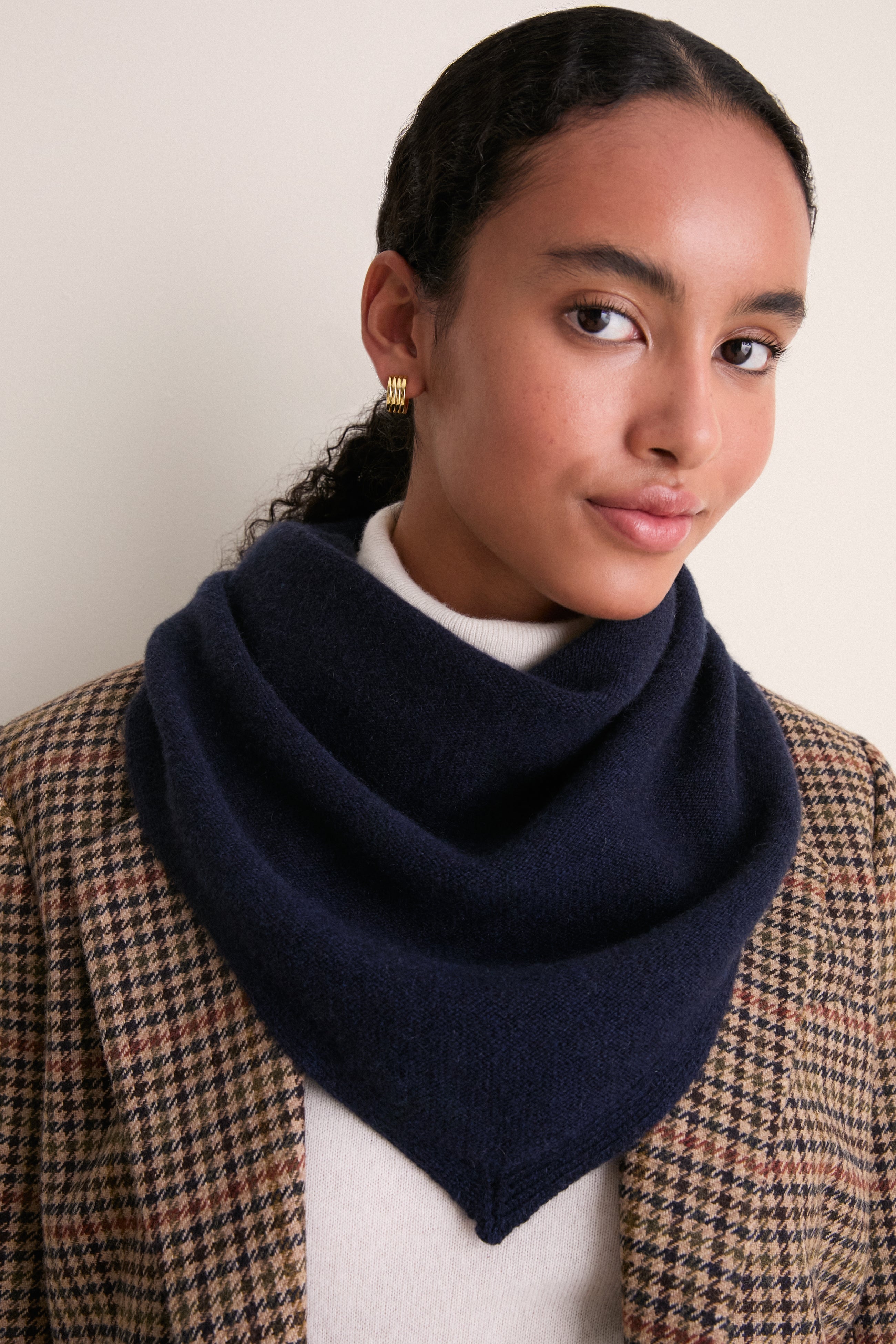 Navy Cashmere Triangle Scarf