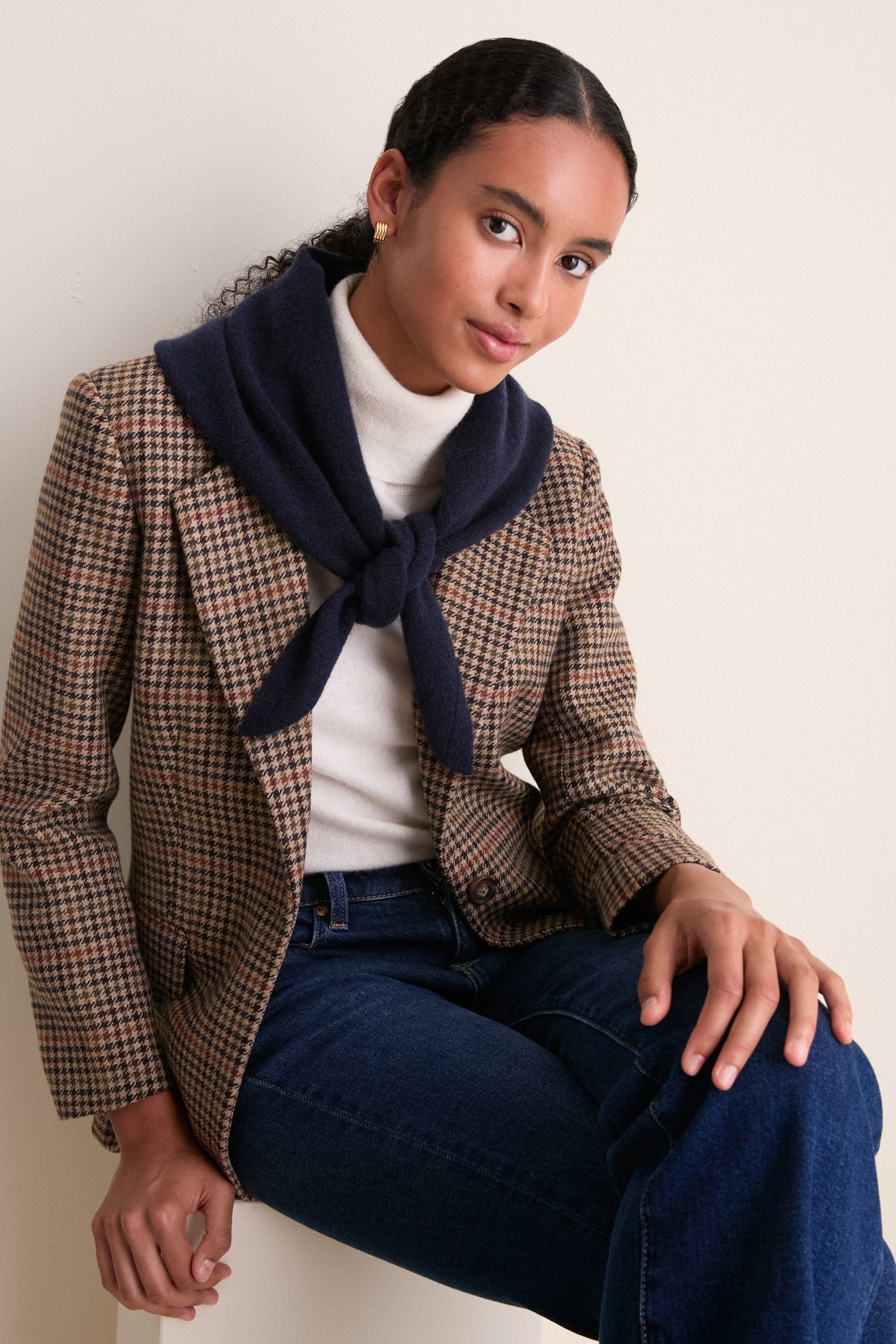 Navy Cashmere Triangle Scarf