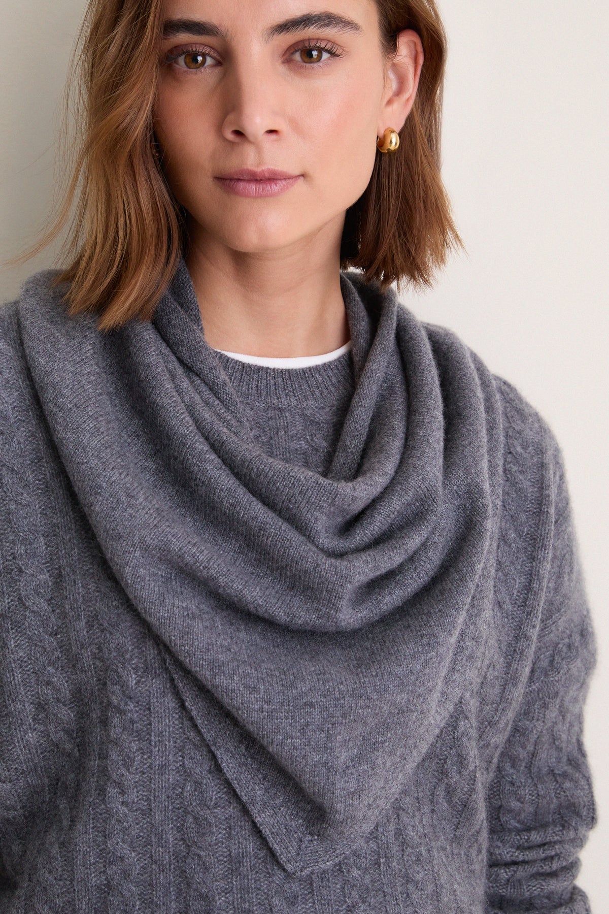 Shadow Gray Cashmere Triangle Scarf