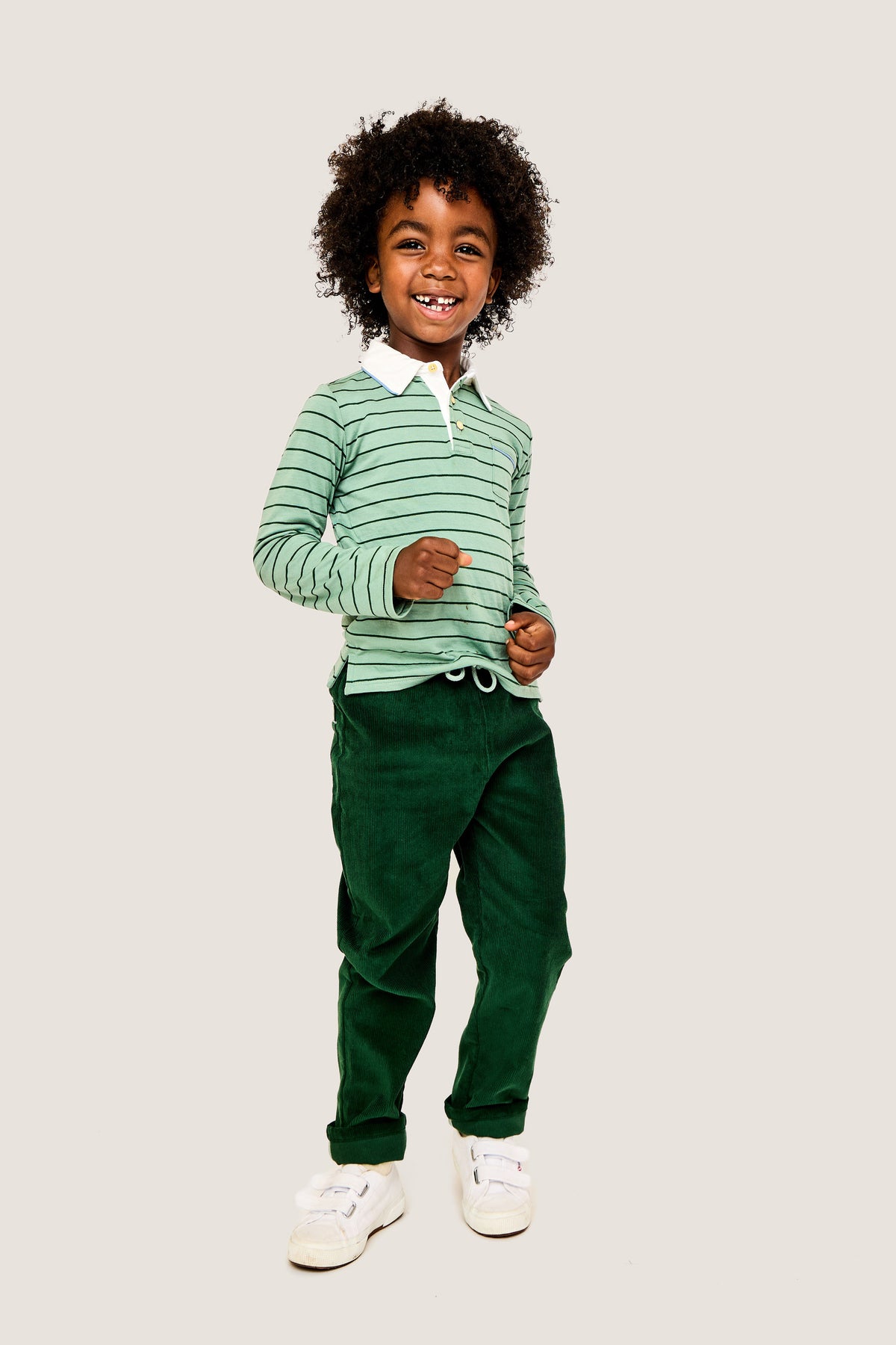 Sage Fine Stripe Stripe Parker Polo