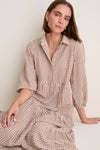 Brown Gingham Cotton Mabel Maxi Dress