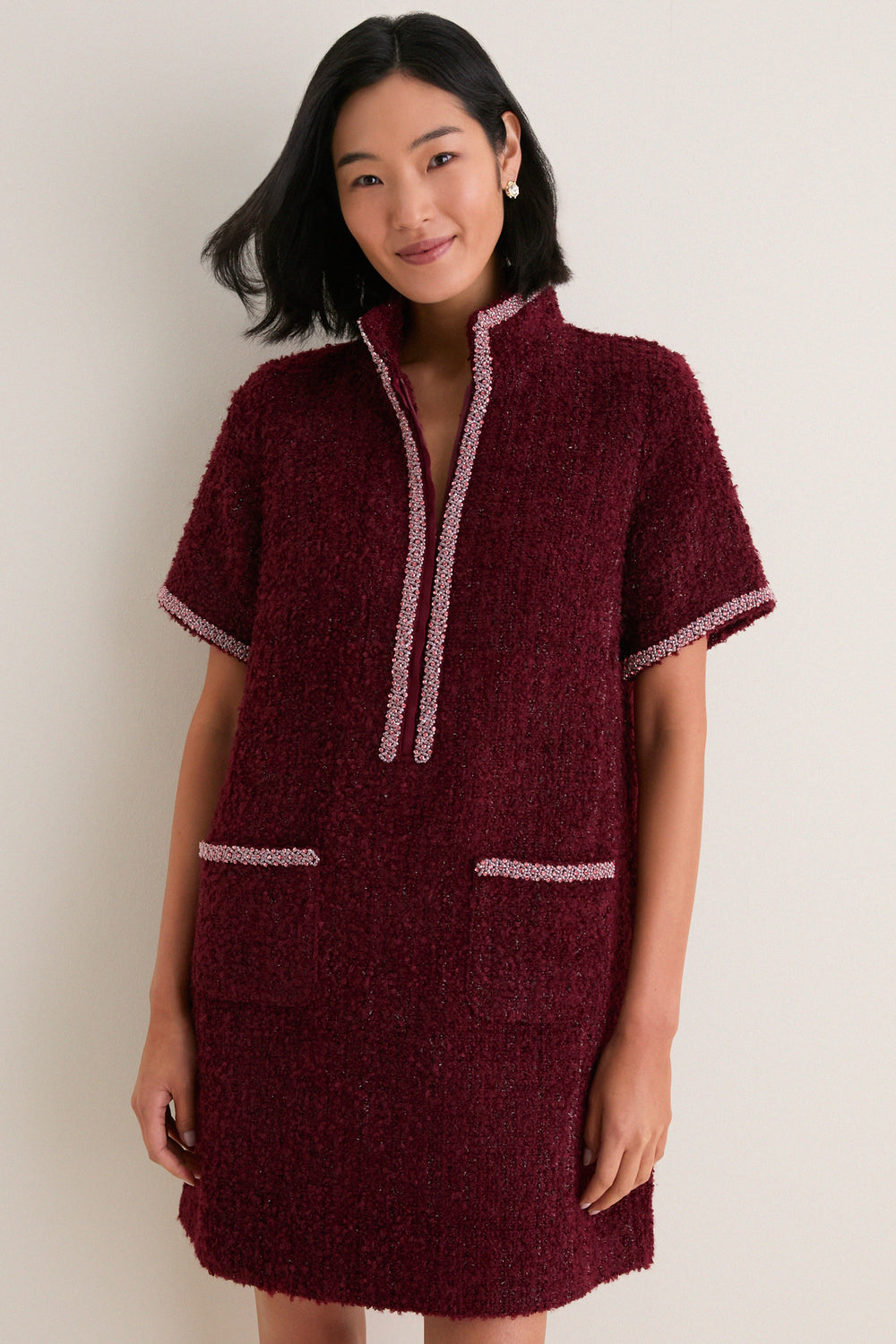 Wine Tweed Ophelia Dress