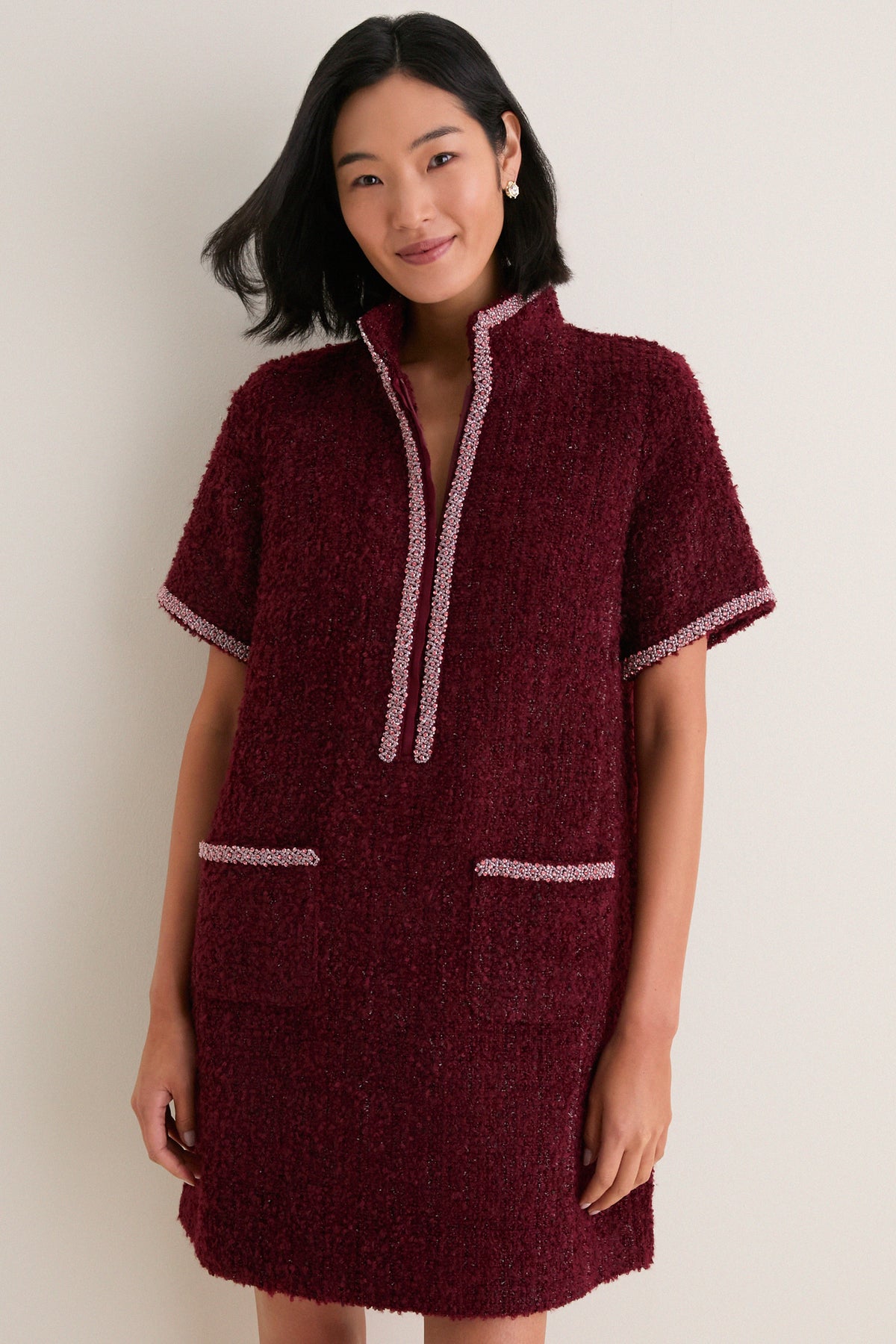 Wine Tweed Ophelia Dress