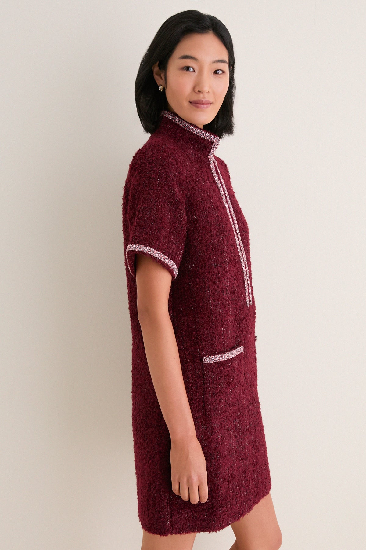 Wine Tweed Ophelia Dress