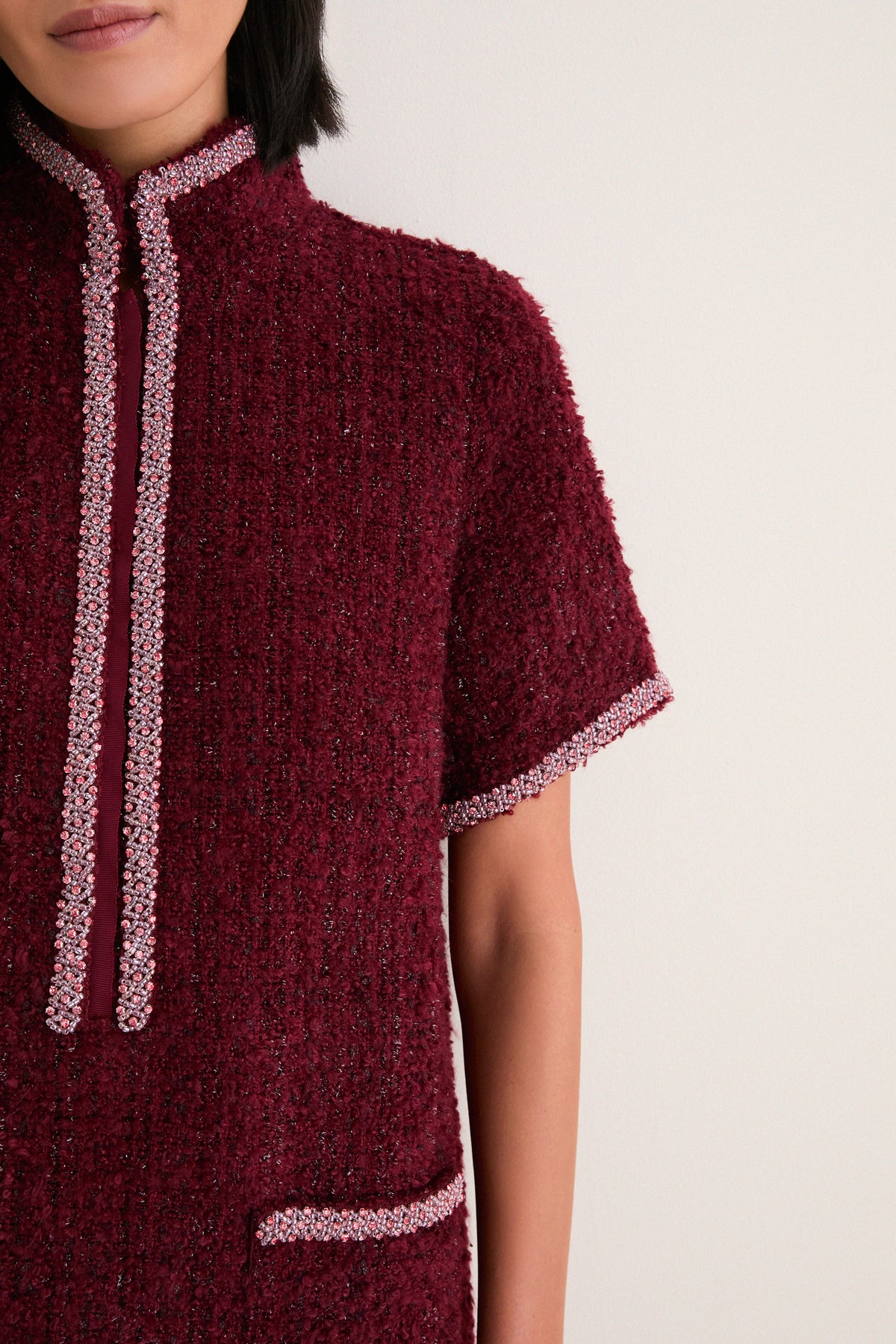 Wine Tweed Ophelia Dress