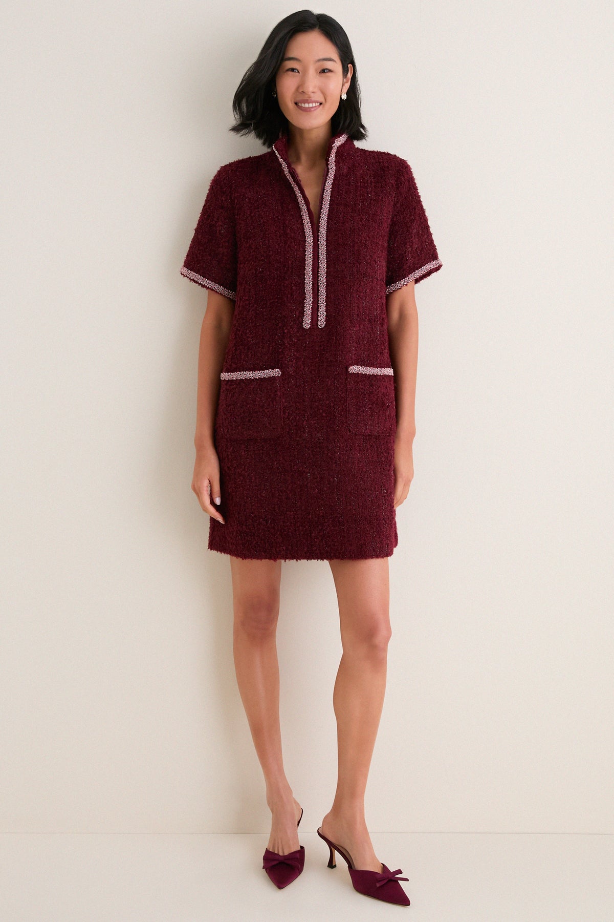Wine Tweed Ophelia Dress
