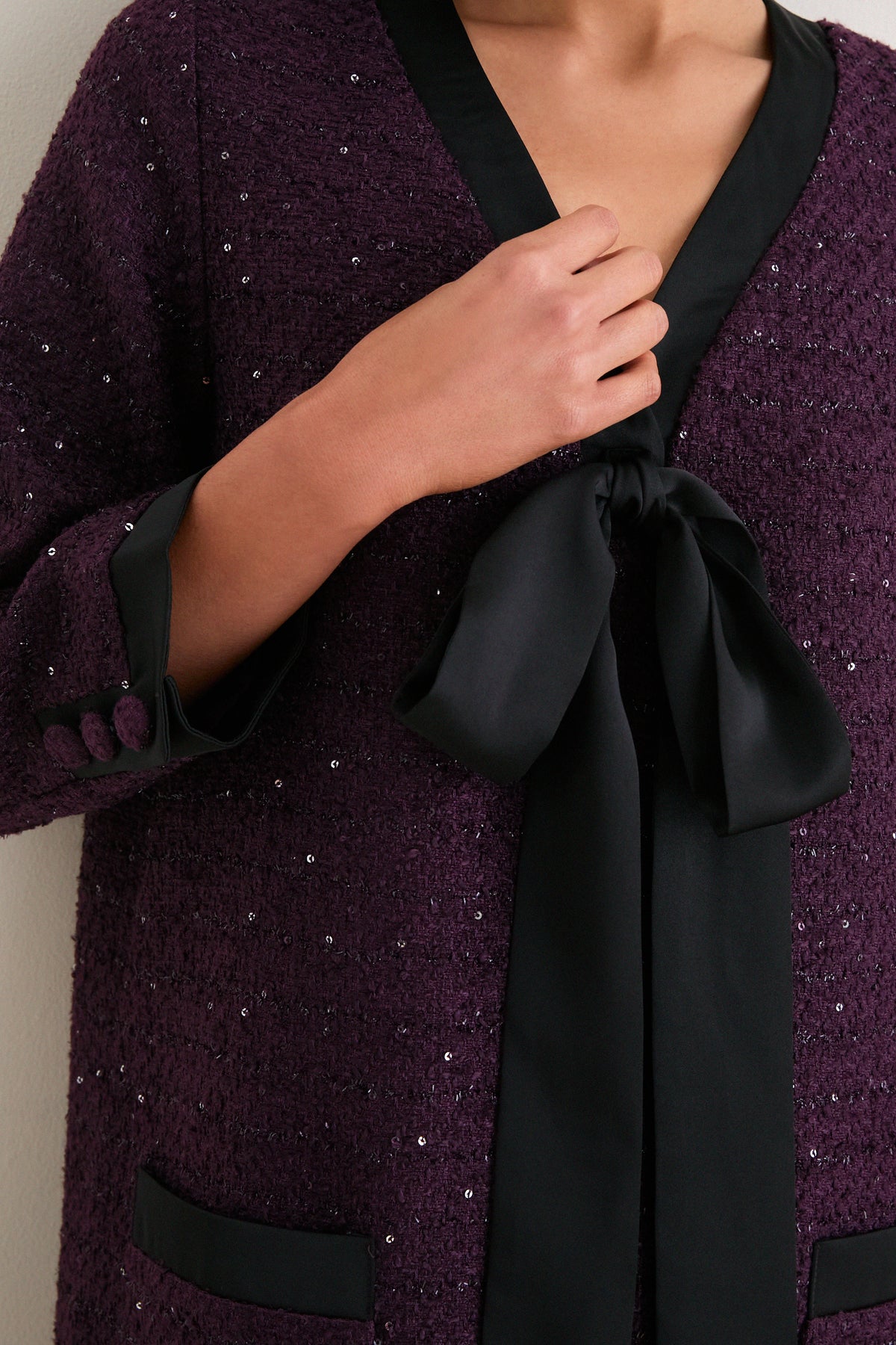 Purple Coco Tweed Bow Dress