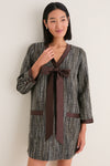 Brown Multi Coco Tweed Bow Dress