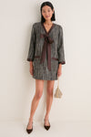 Brown Multi Coco Tweed Bow Dress