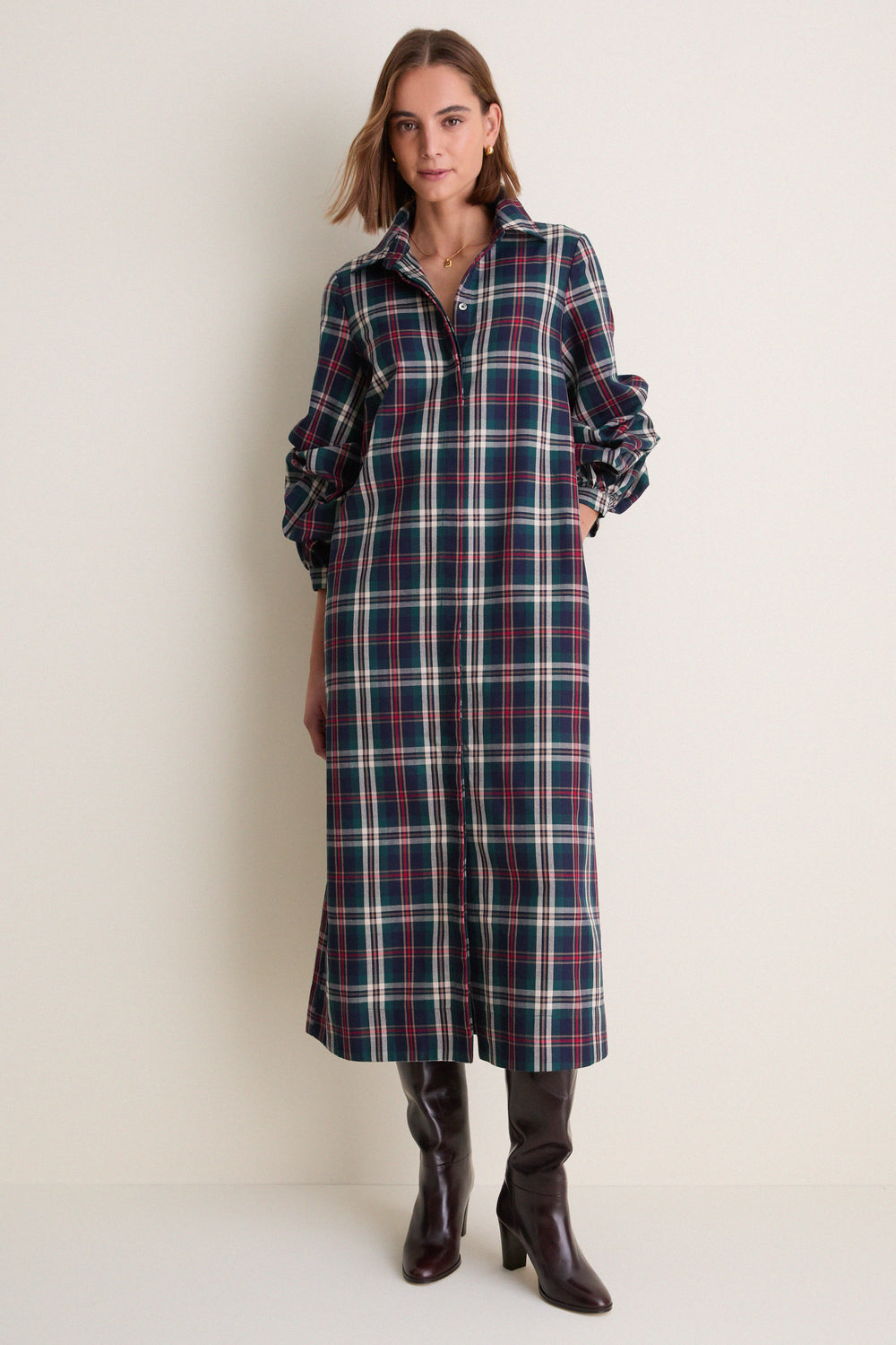 Navy Multi Plaid Alessia Maxi Dress