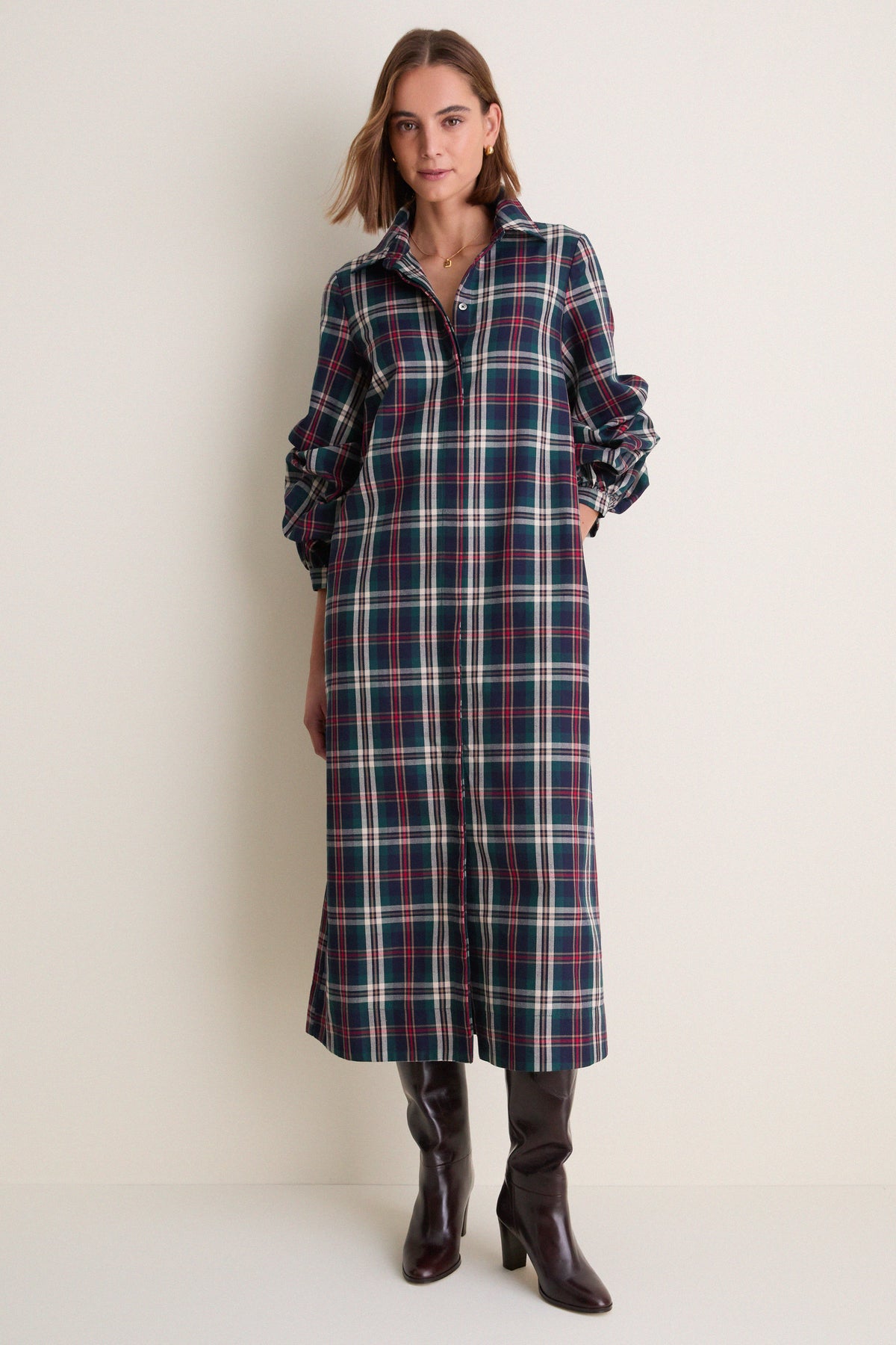 Navy Multi Plaid Alessia Maxi Dress