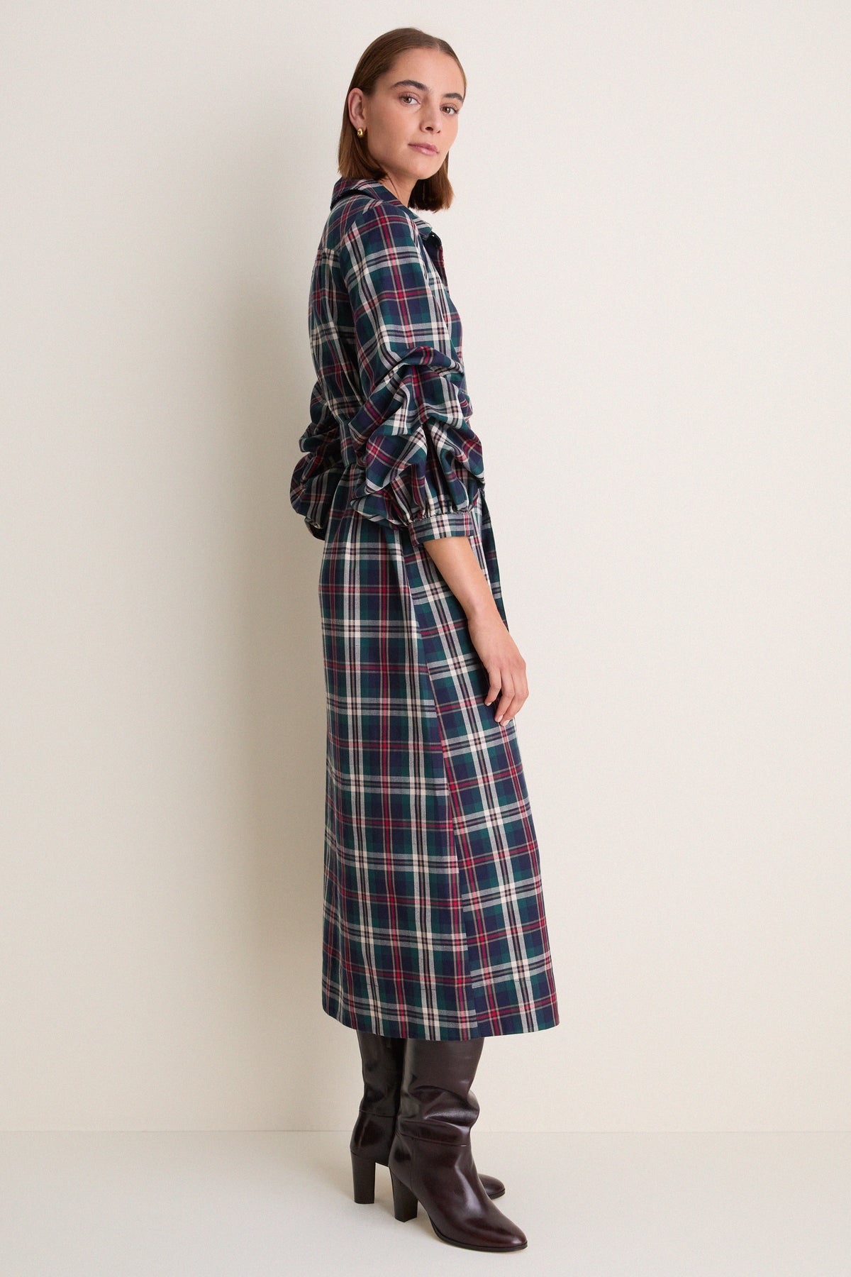 Navy Multi Plaid Alessia Maxi Dress