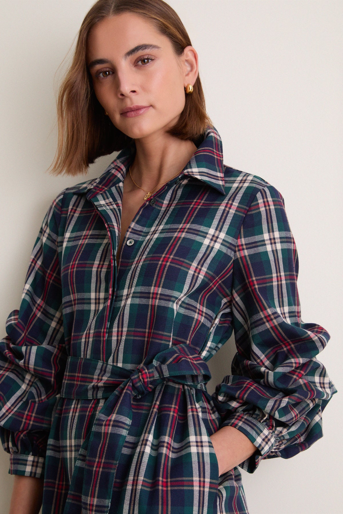 Navy Multi Plaid Alessia Maxi Dress