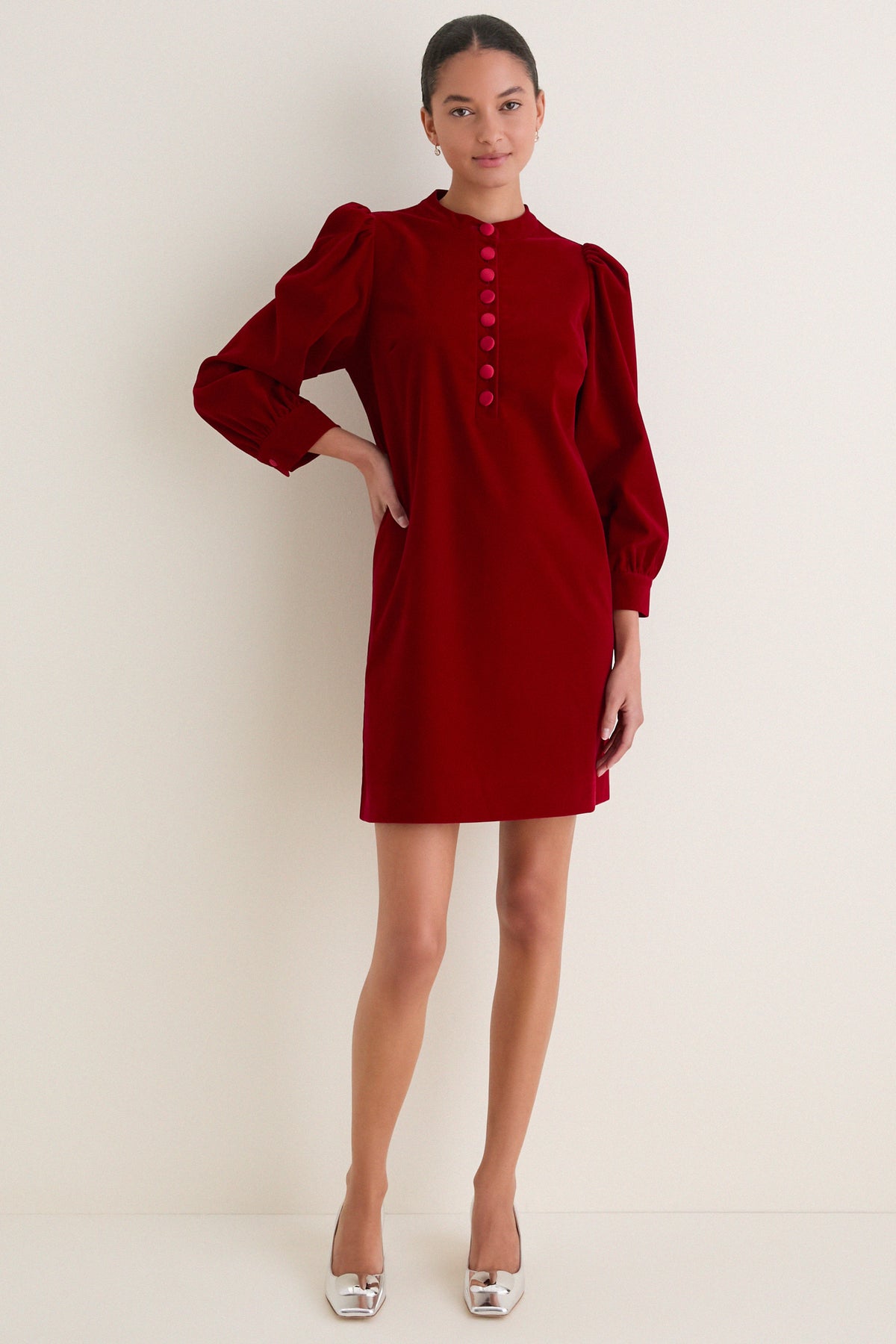 Cranberry Velvet Samantha Dress