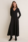 Black Jersey Long Sleeve Agnes Dress