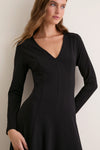 Black Jersey Long Sleeve Agnes Dress