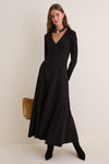 Black Jersey Long Sleeve Agnes Dress