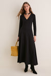 Black Jersey Long Sleeve Agnes Dress