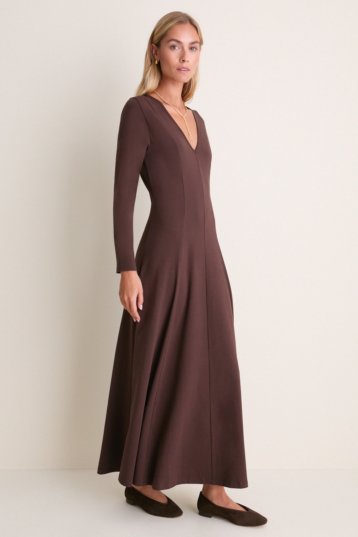Espresso Jersey Long Sleeve Agnes Dress