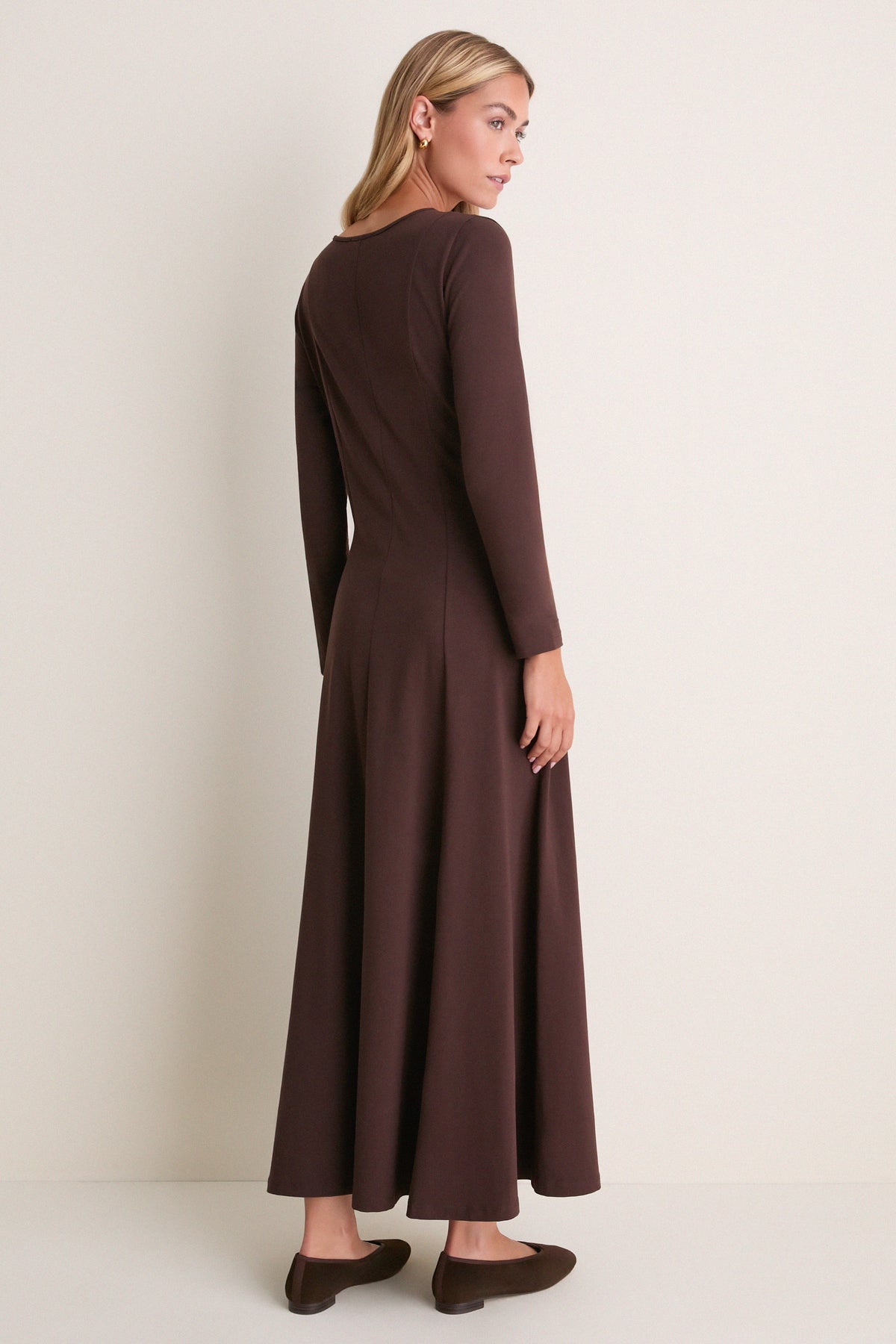 Espresso Jersey Long Sleeve Agnes Dress