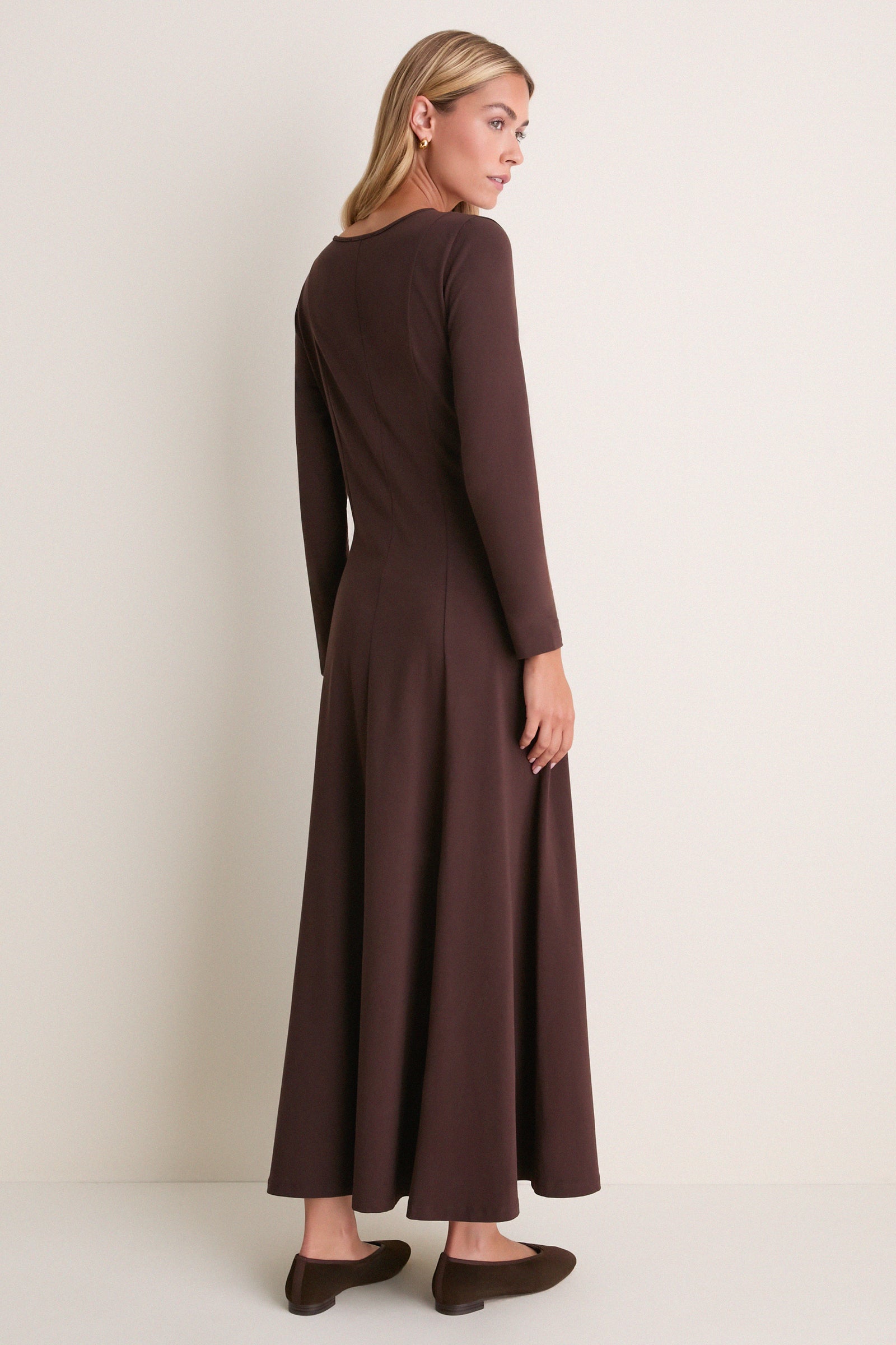 Espresso Jersey Long Sleeve Agnes Dress