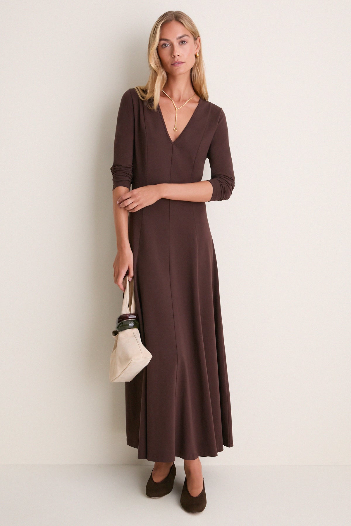 Espresso Jersey Long Sleeve Agnes Dress